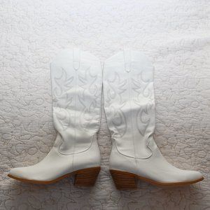 Womens Embroidered Tall White Western Cowboy Boots Brand NEW  in Box Sz 9